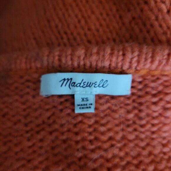 Madewell Sweater Womens XS Orange Knit Oversized Balloon Sleeves Wool Alpaca - Picture 8 of 9